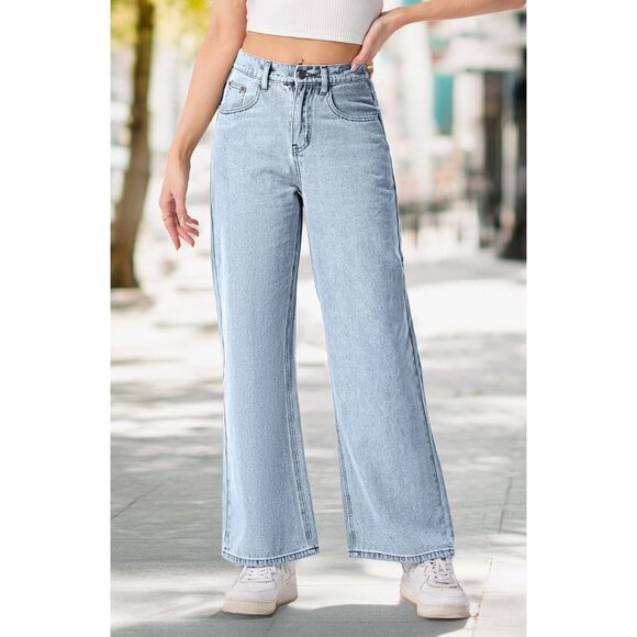 Women's Baggy Jeans Cotton Low Rise Wide Leg Distressed Casual Pants - Picture 6 of 6